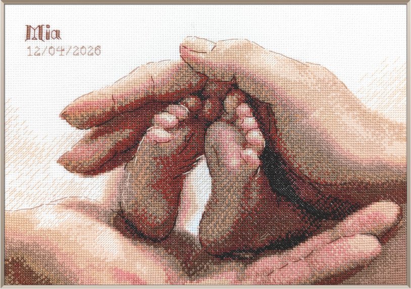 Little One - Cross Stitch Kit, zoomed in. Select this picture to zoom back out.