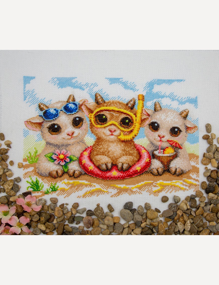 Summer Joy - Cross Stitch Kit, different perspective #1, zoomed in. Select this picture to zoom back out.