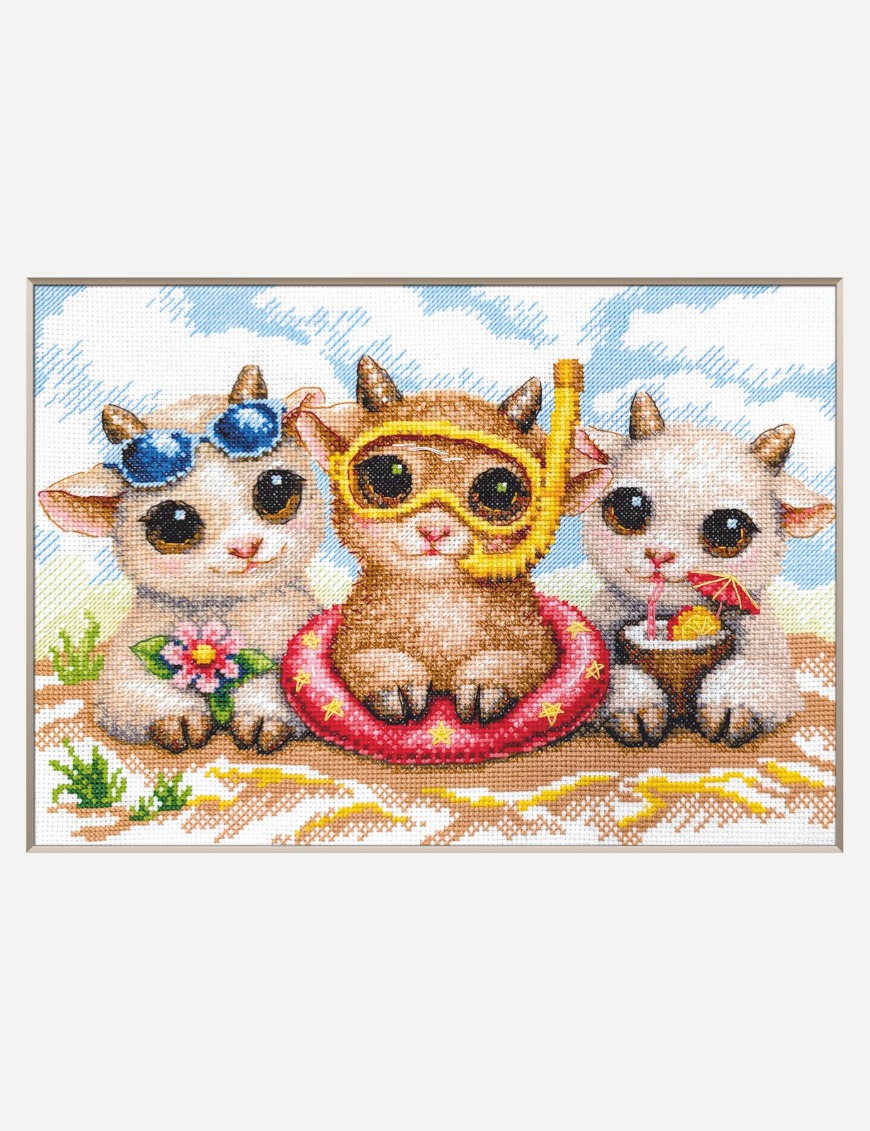 Summer Joy - Cross Stitch Kit, zoomed in. Select this picture to zoom back out.