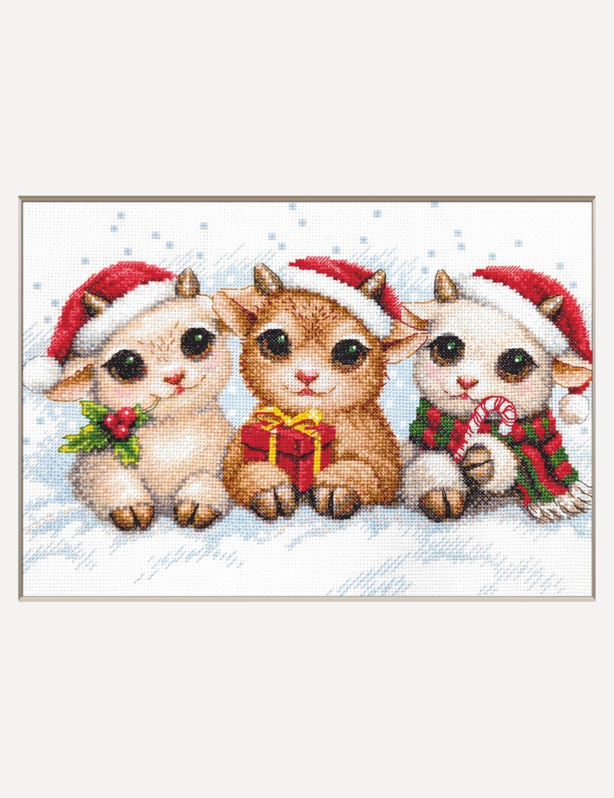 Christmas Joy - Cross Stitch Kit, zoomed in. Select this picture to zoom back out.