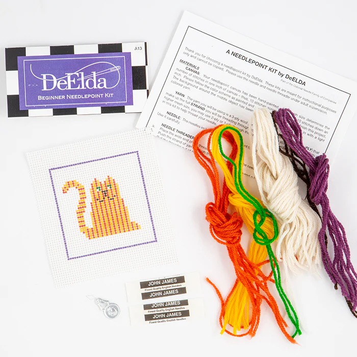 Striped Cat Beginner Needlepoint Kit