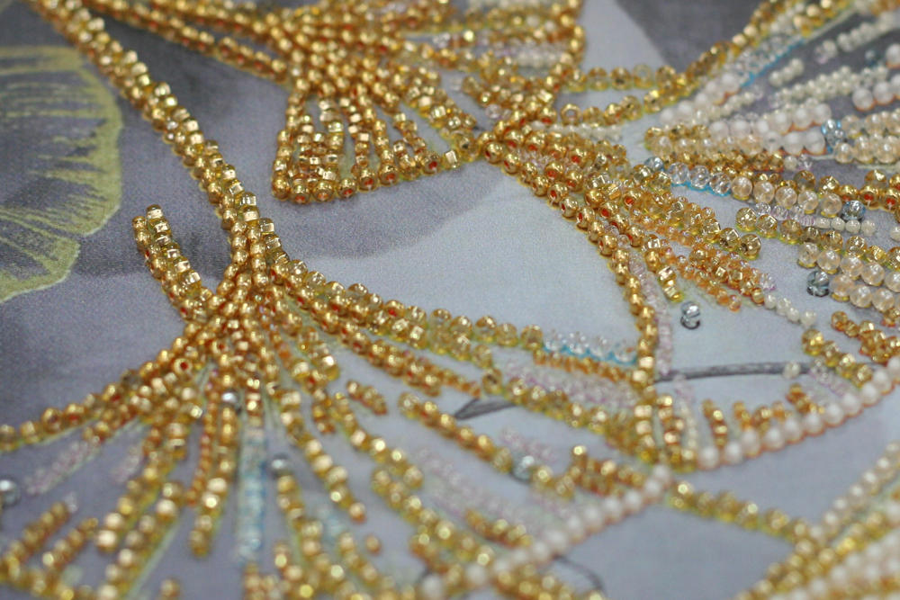 Ginkgo Biloba - Bead Embroidery Kit, different perspective #1, zoomed in. Select this picture to zoom back out.