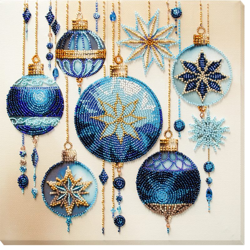 Crystal Patterns - Christmas Bead Embroidery Kit, zoomed in. Select this picture to zoom back out.