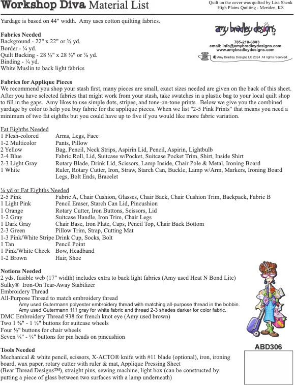 Workshop Diva - Quilt Pattern