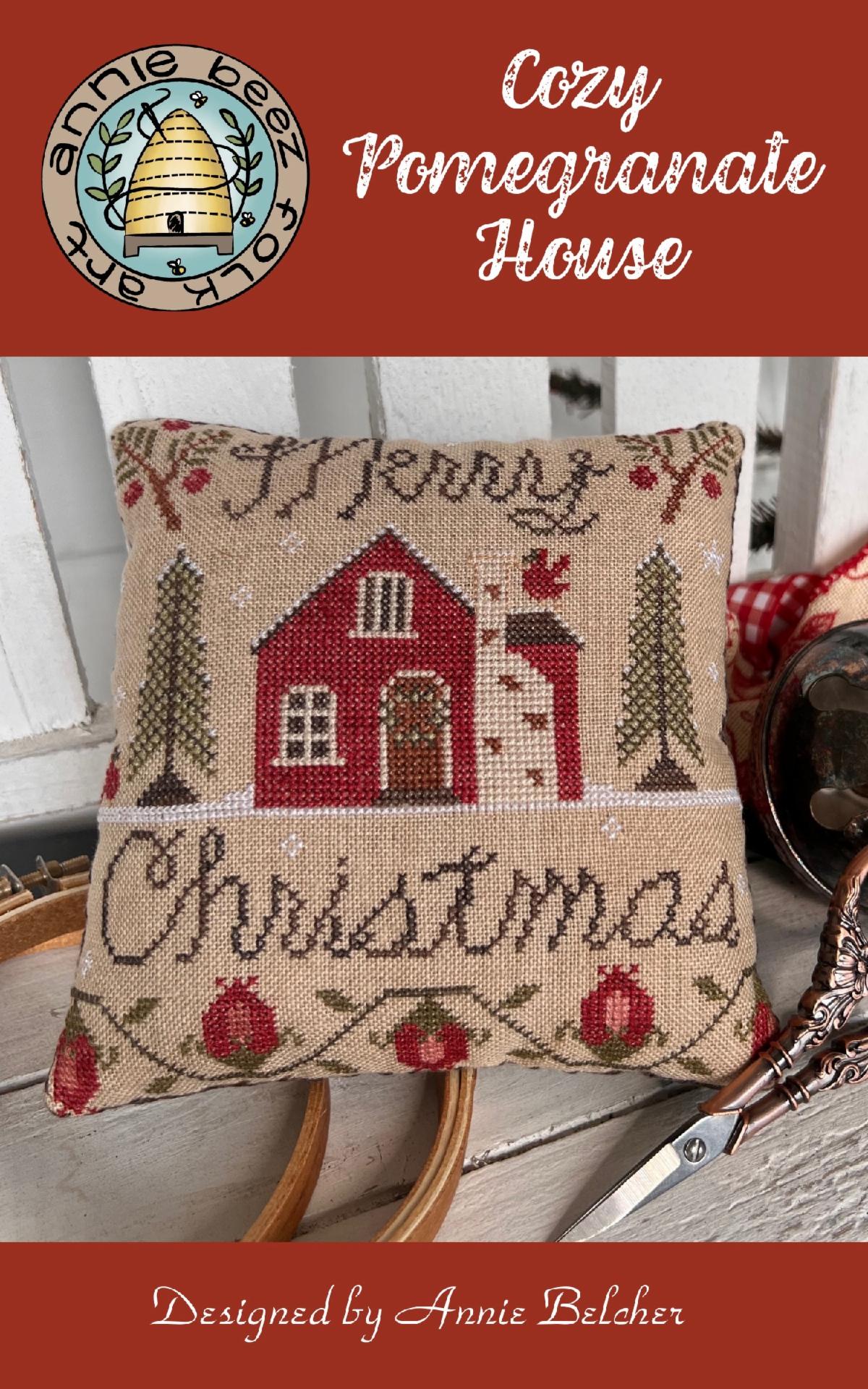 Cozy Pomegranate House - Christmas Cross Stitch Pattern, zoomed in. Select this picture to zoom back out.