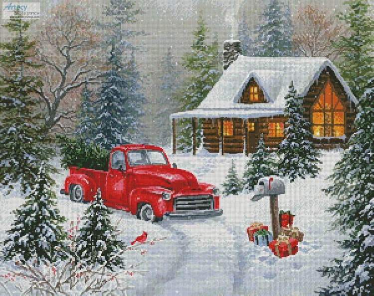 Christmas Tree Cabin - Cross Stitch Pattern