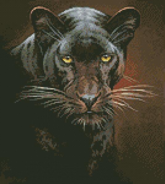 Mini Black Panther Portrait - Cross Stitch Pattern