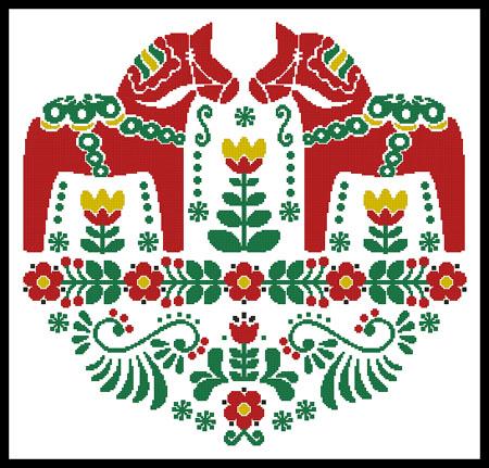 Swedish Dala - Cross Stitch Pattern