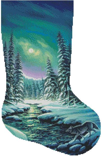 A Quiet Stroll Stocking Right Christmas Cross Stitch Pattern