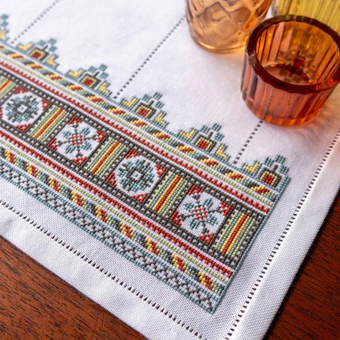 Kyivan Stars - Cross Stitch Kit, zoomed in. Select this picture to zoom back out.