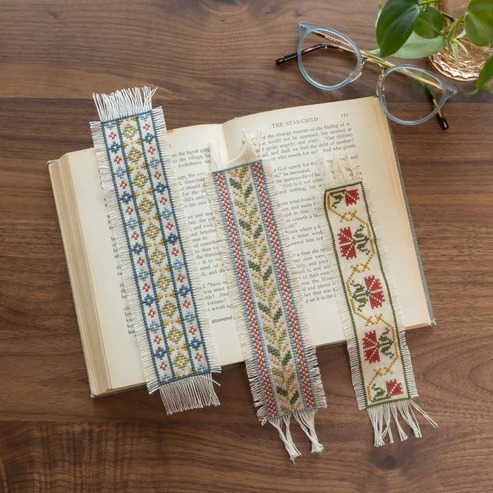 Folk Fabric Sampler Ivory - Cross Stitch Kit, zoomed in. Select this picture to zoom back out.