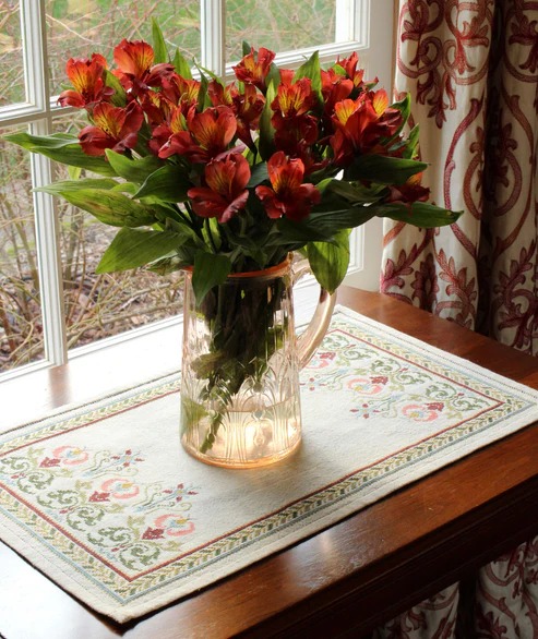 Arcadian Peony - Cross Stitch Kit, different perspective #1, zoomed in. Select this picture to zoom back out.