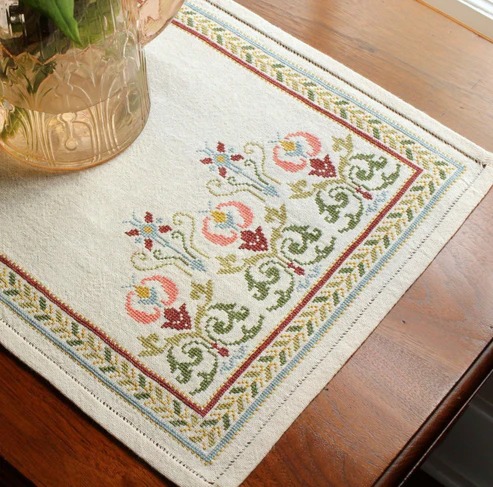 Arcadian Peony - Cross Stitch Kit, zoomed in. Select this picture to zoom back out.