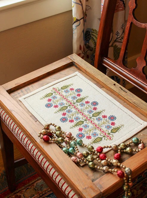 Delphian Cornflower - Cross Stitch Kit, different perspective #1, zoomed in. Select this picture to zoom back out.