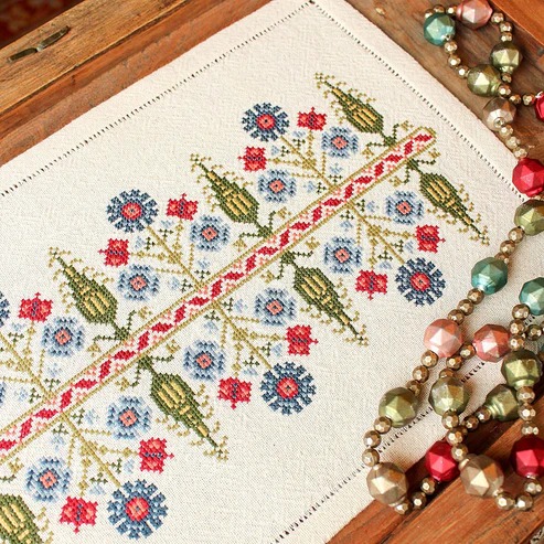 Delphian Cornflower - Cross Stitch Kit, zoomed in. Select this picture to zoom back out.