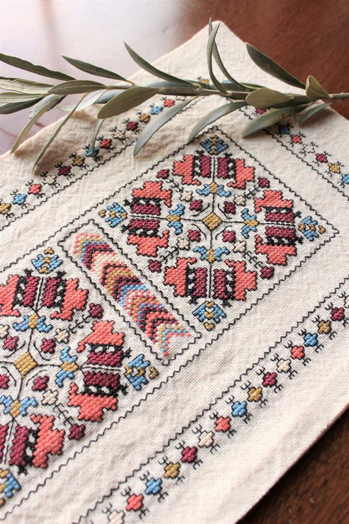 Despina's Anemone - Cross Stitch Kit, different perspective #1, zoomed in. Select this picture to zoom back out.