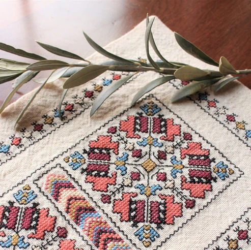 Despina's Anemone - Cross Stitch Kit, zoomed in. Select this picture to zoom back out.
