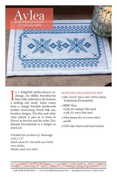 BitKit Scandinavian Stars - Cross Stitch Kit, different perspective #2, zoomed in. Select this picture to zoom back out.