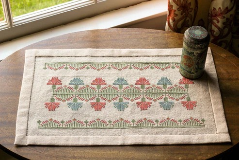 Calliope's Meadow - Cross Stitch Kit, different perspective #1, zoomed in. Select this picture to zoom back out.