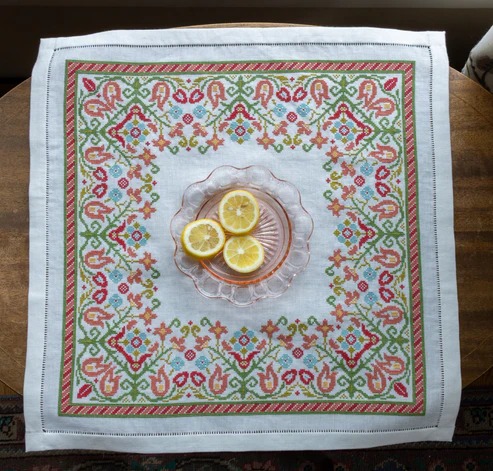Clara's Garden - Cross Stitch Kit, different perspective #1, zoomed in. Select this picture to zoom back out.