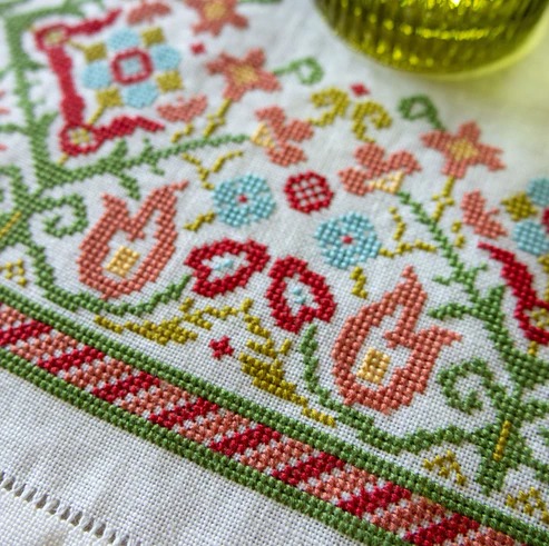 Clara's Garden - Cross Stitch Kit, zoomed in. Select this picture to zoom back out.