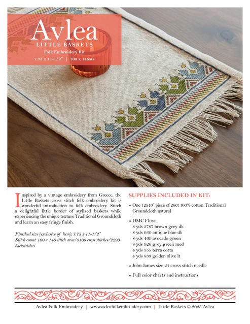 Little Baskets - Cross Stitch Kit, different perspective #2, zoomed in. Select this picture to zoom back out.