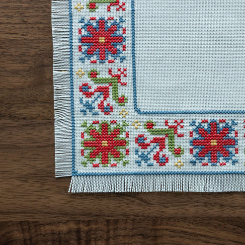 BitKit Mykonos Meadow - Cross Stitch Kit, different perspective #1, zoomed in. Select this picture to zoom back out.