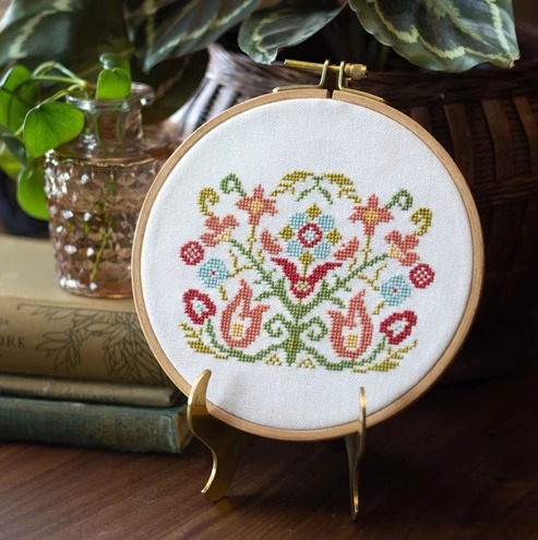 Clara's Garden - Cross Stitch Kit, zoomed in. Select this picture to zoom back out.