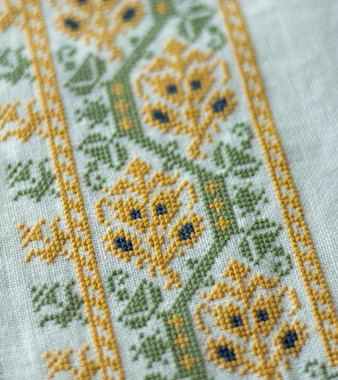 Myriam's Garden - Cross Stitch Kit, different perspective #2, zoomed in. Select this picture to zoom back out.