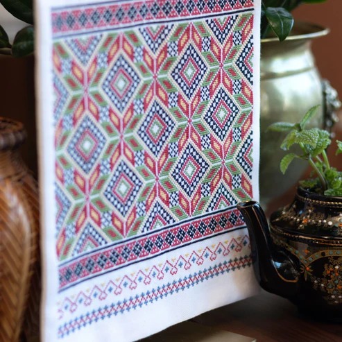 Scandinavian Sampler - Cross Stitch Kit, zoomed in. Select this picture to zoom back out.