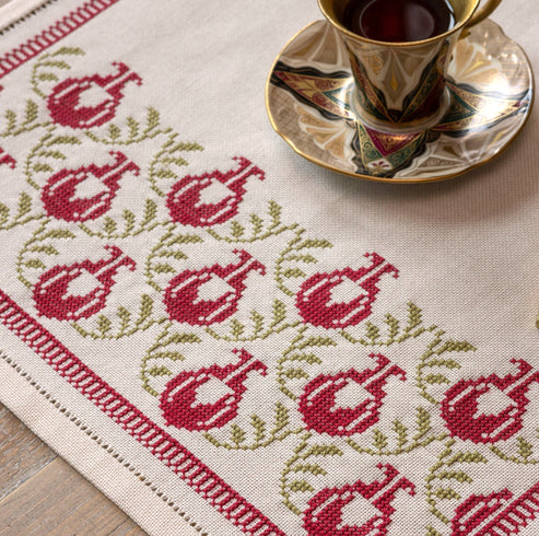 Pomegranate - Cross Stitch Kit, zoomed in. Select this picture to zoom back out.