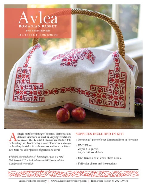 Romanian Basket - Cross Stitch Kit, different perspective #2, zoomed in. Select this picture to zoom back out.