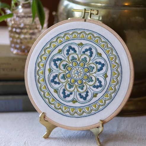 Myra Medallion - Embroidery Hoop Kit, zoomed in. Select this picture to zoom back out.