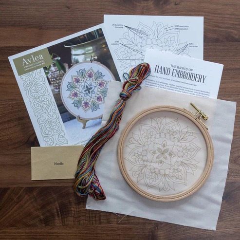 Thessaly Floral - Embroidery Hoop Kit, different perspective #2, zoomed in. Select this picture to zoom back out.