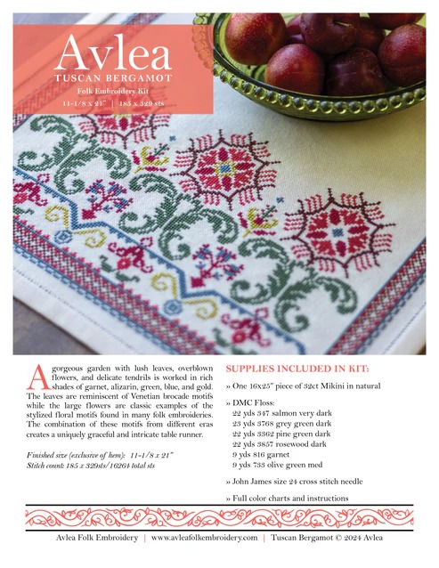 Tuscan Bergamot - Cross Stitch Kit, different perspective #2, zoomed in. Select this picture to zoom back out.