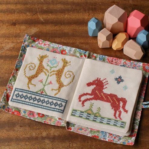 Byzantine Beasts - Cross Stitch Kit, different perspective #2, zoomed in. Select this picture to zoom back out.