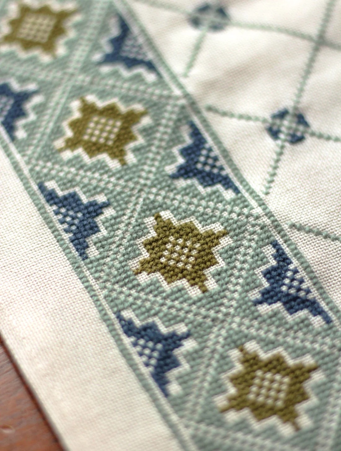 Santorini Stars - Cross Stitch Kit, different perspective #1, zoomed in. Select this picture to zoom back out.