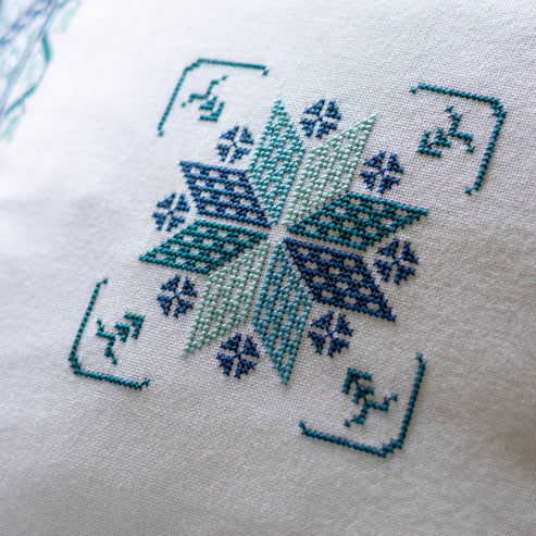 Thessalonian Stars - Cross Stitch Kit, different perspective #1, zoomed in. Select this picture to zoom back out.
