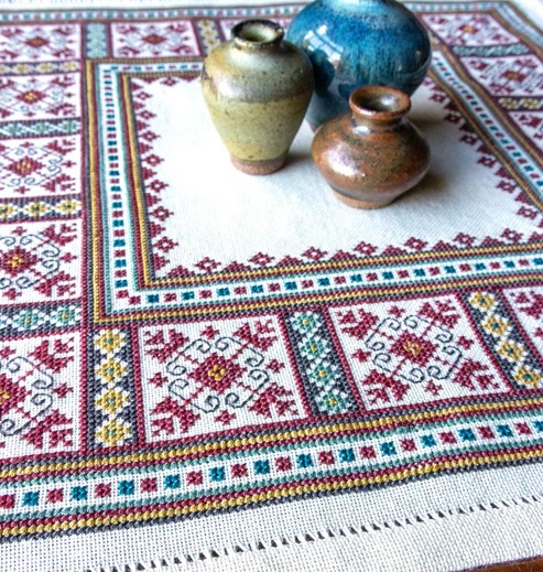 Ukrainian Tulips - Cross Stitch Kit, zoomed in. Select this picture to zoom back out.