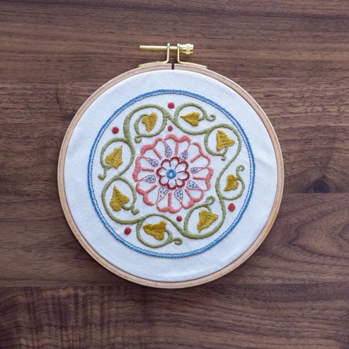 Arcadian Rose - Embroidery Stitck-And-Stitch, zoomed in. Select this picture to zoom back out.