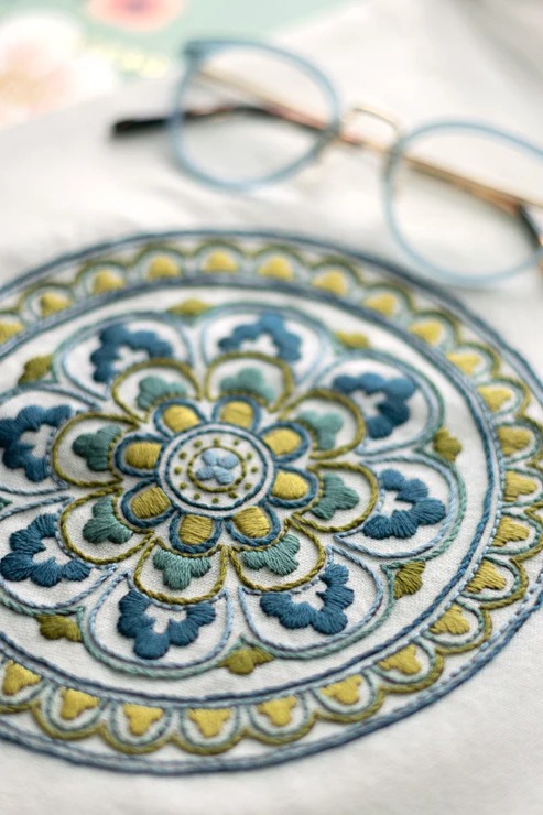 Myra Medallion Workbag - Embroidery Kit, different perspective #1, zoomed in. Select this picture to zoom back out.