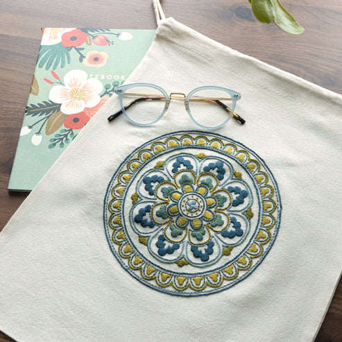 Myra Medallion Workbag - Embroidery Kit, zoomed in. Select this picture to zoom back out.