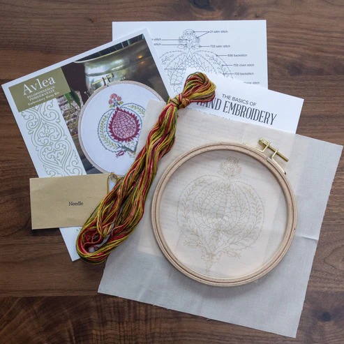 Peloponnesian Pomegranate - Embroidery Hoop Kit, different perspective #1, zoomed in. Select this picture to zoom back out.