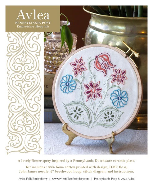 Pennsylvania Posy - Embroidery Hoop Kit, different perspective #2, zoomed in. Select this picture to zoom back out.