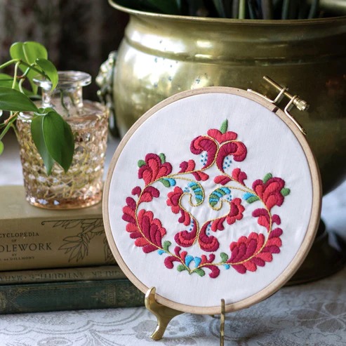 Trondheim Bloom - Embroidery Hoop Kit, zoomed in. Select this picture to zoom back out.