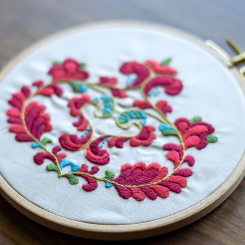Trondheim Bloom - Embroidery Stick and Stitch, different perspective #2, zoomed in. Select this picture to zoom back out.