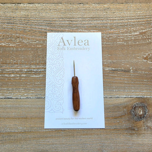 Mini Awl with Rosewood Handle, different perspective #2, zoomed in. Select this picture to zoom back out.