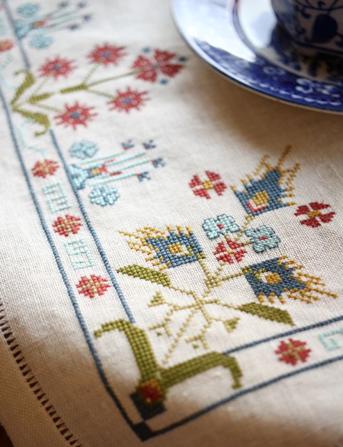 Blue Larkspur - PDF Cross Stitch Pattern, different perspective #1, zoomed in. Select this picture to zoom back out.