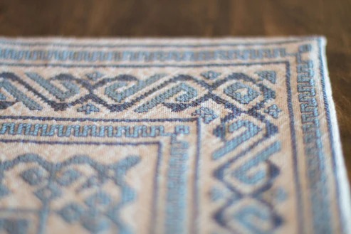 Byzantine Scroll and Meander - PDF Cross Stitch Pattern, different perspective #1, zoomed in. Select this picture to zoom back out.