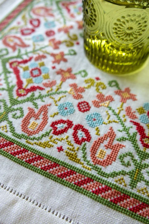 Clara's Garden - PDF Cross Stitch Pattern, different perspective #1, zoomed in. Select this picture to zoom back out.